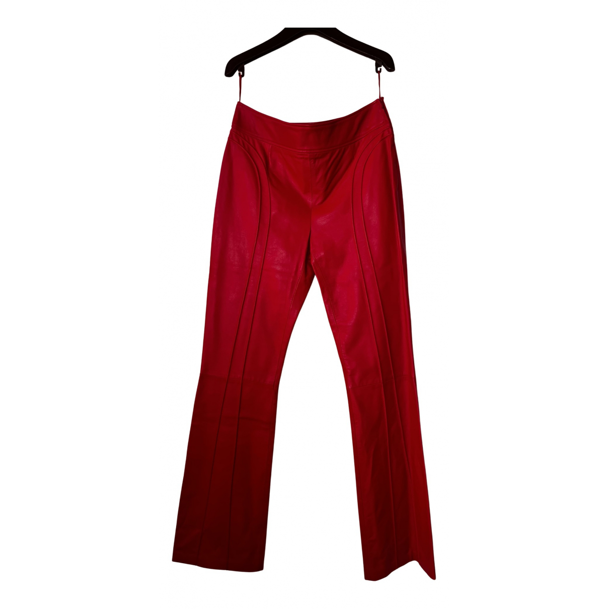 Leather large pants Thierry Mugler Red 